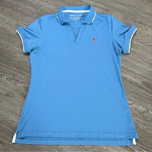 Peter Millar Sky Blue Short-Sleeve Polo with White Trim